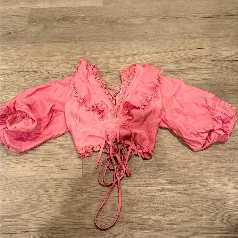 Pink Ruffled Crop Top - Picture 1 of 1